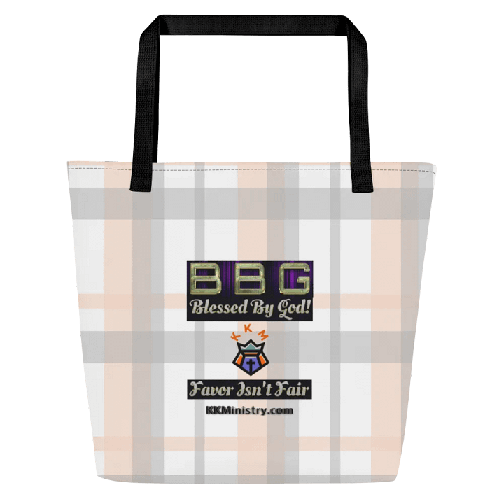 Pink Plaid Tote Bag with Pocket product image (2)
