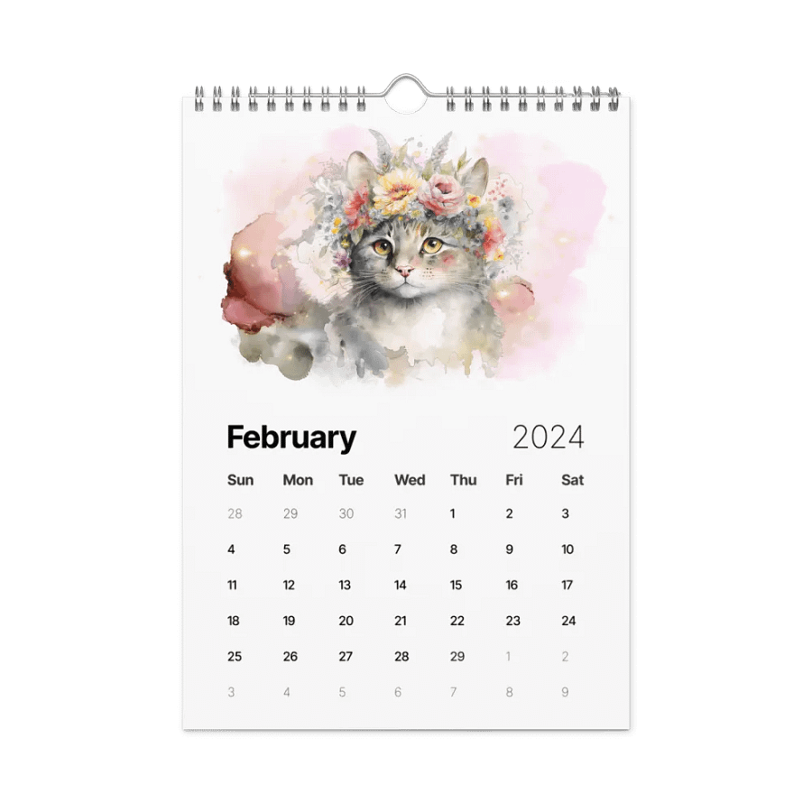 Watercolor Cats 2024 Wall Calendar, 12 Month product image (4)