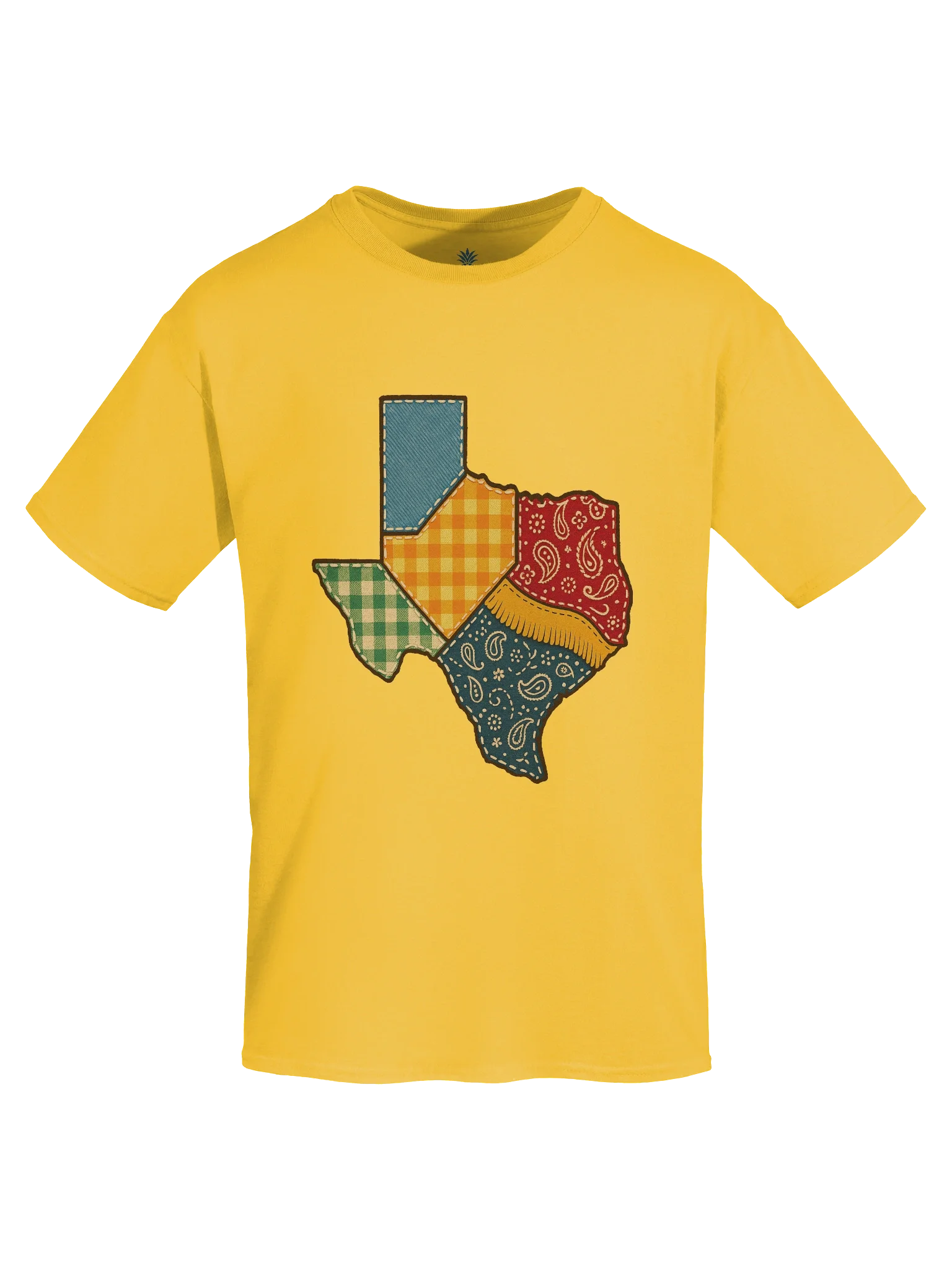 Cowboy Patchwork Quilt Texas State Shaped Boxy Fit Unisex T-Shirt product image (79)