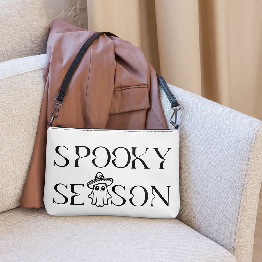 Spooky Season Sombrero Ghost Monochrome Flip-Sided Faux Leather Crossbody Bag product image (8)