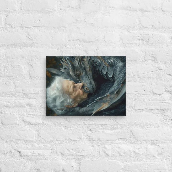Elder lady with her dragon - Canvas product image (2)
