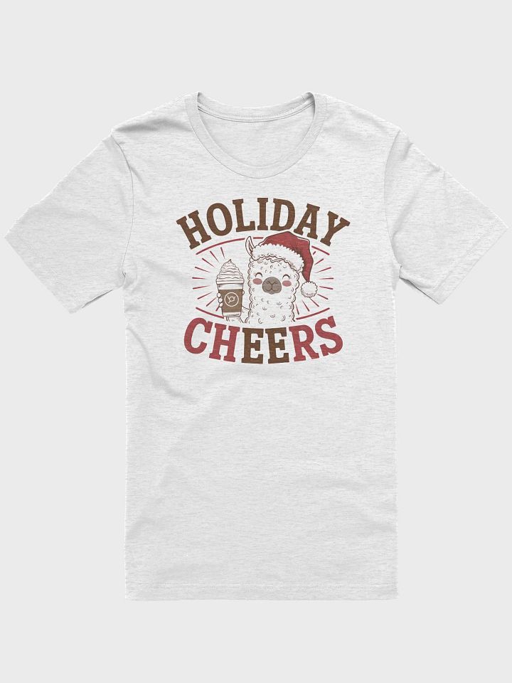 “HOLIDAY CHEERS” t-shirt, Holiday-themed t-shirt, Cheerful llama graphic, Santa hat design, Perfect for spreading joy, Unique gifts for llama lovers, Good vibes clothing, gift idea for holiday season product image (1)