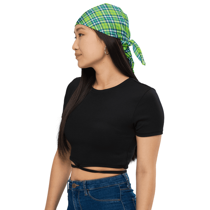 Lime Green and Turquoise Plaid Bandana product image (1)