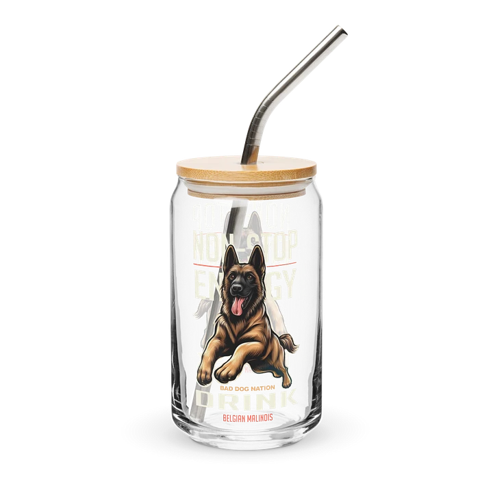Malinois Energy Drink - Can shaped glass with lid product image (2)