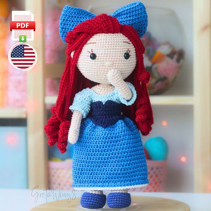 🌊Ariel Amigurumi Pattern – Human Version with Blue Dress (Digital Download) product image (1)
