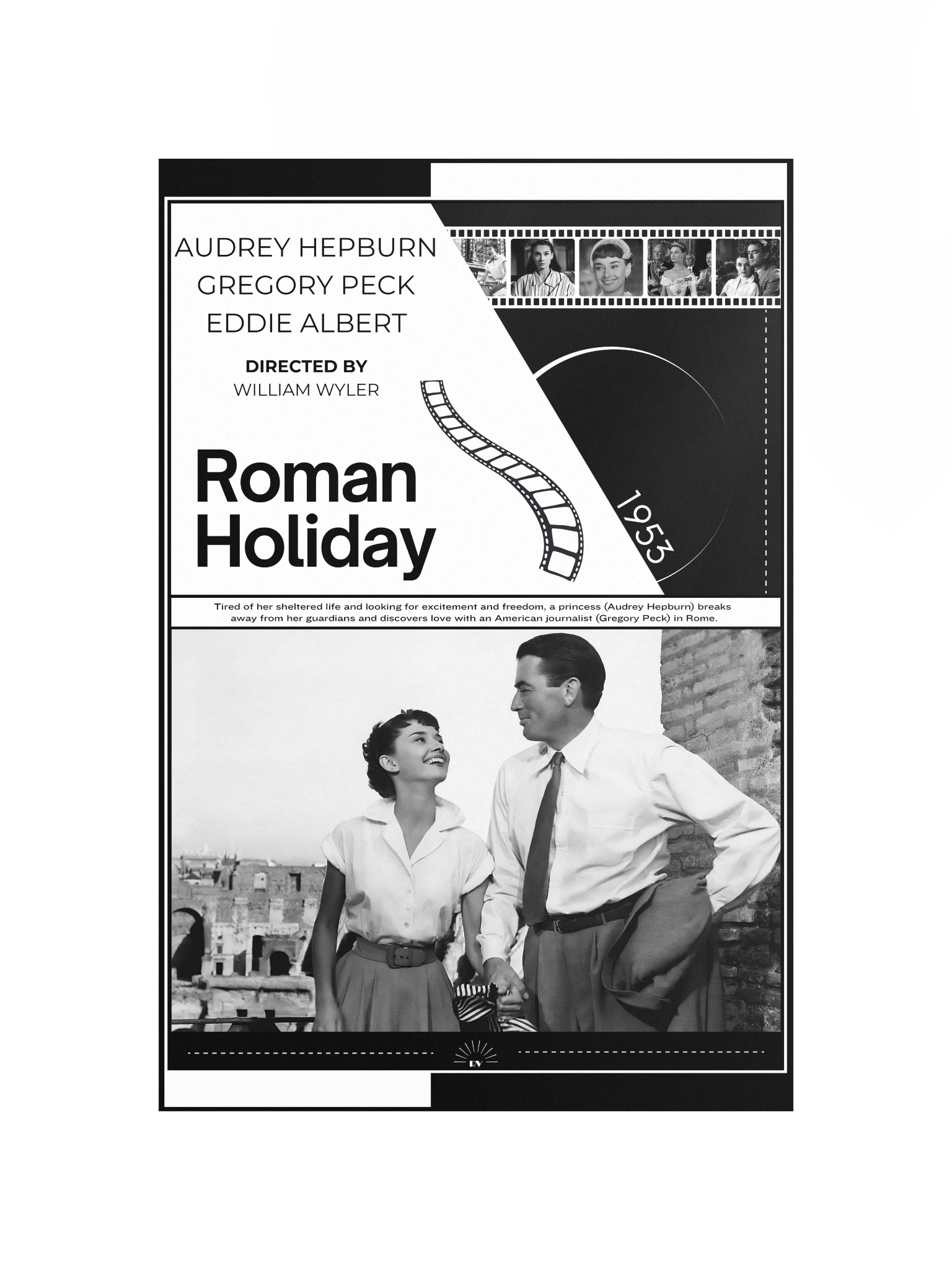 Roman Holiday with Audrey Hepburn and Gregory Peck 1953 | Movie Poster | 12x18 Wall Art product image (4)