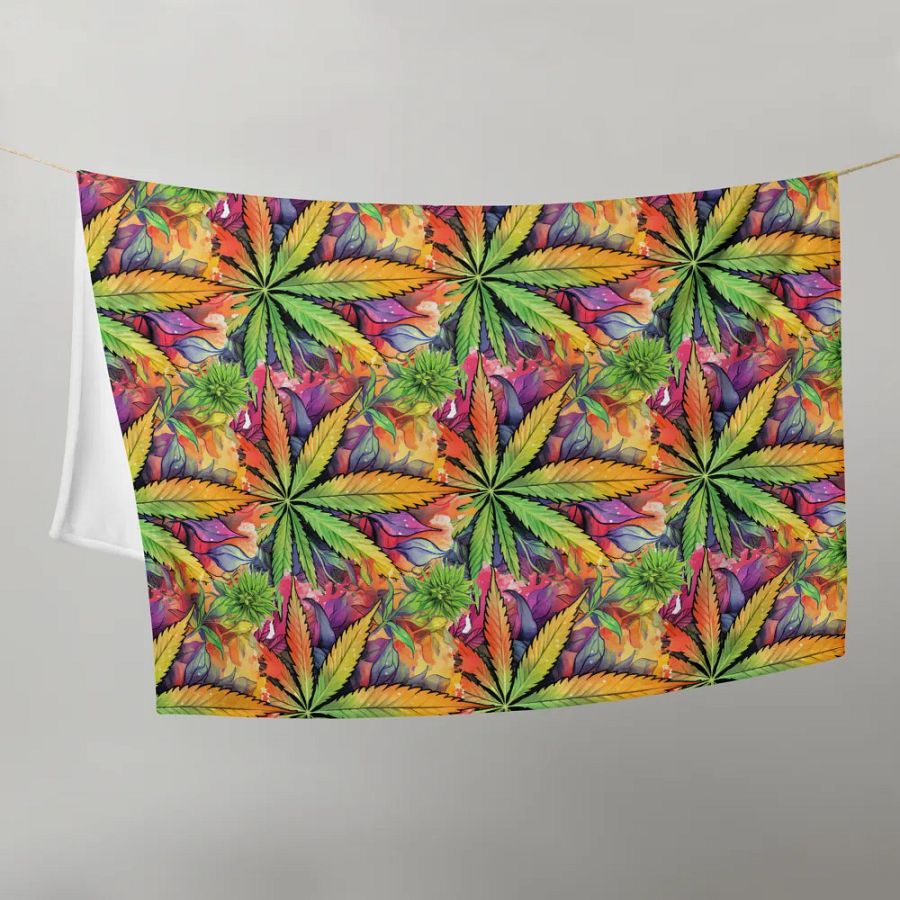 Psychedelic Cannabis Dream Throw Blanket product image (9)