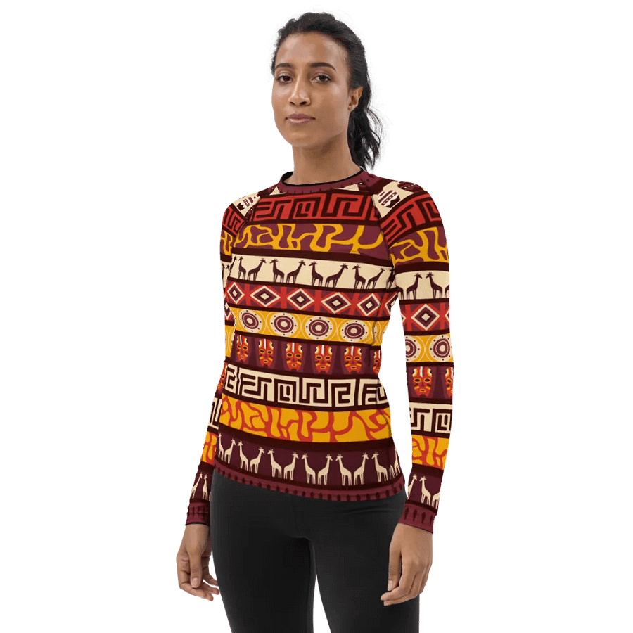 Chic Protection: Flat African Pattern All-Over Print Women's Rash Guard product image (4)