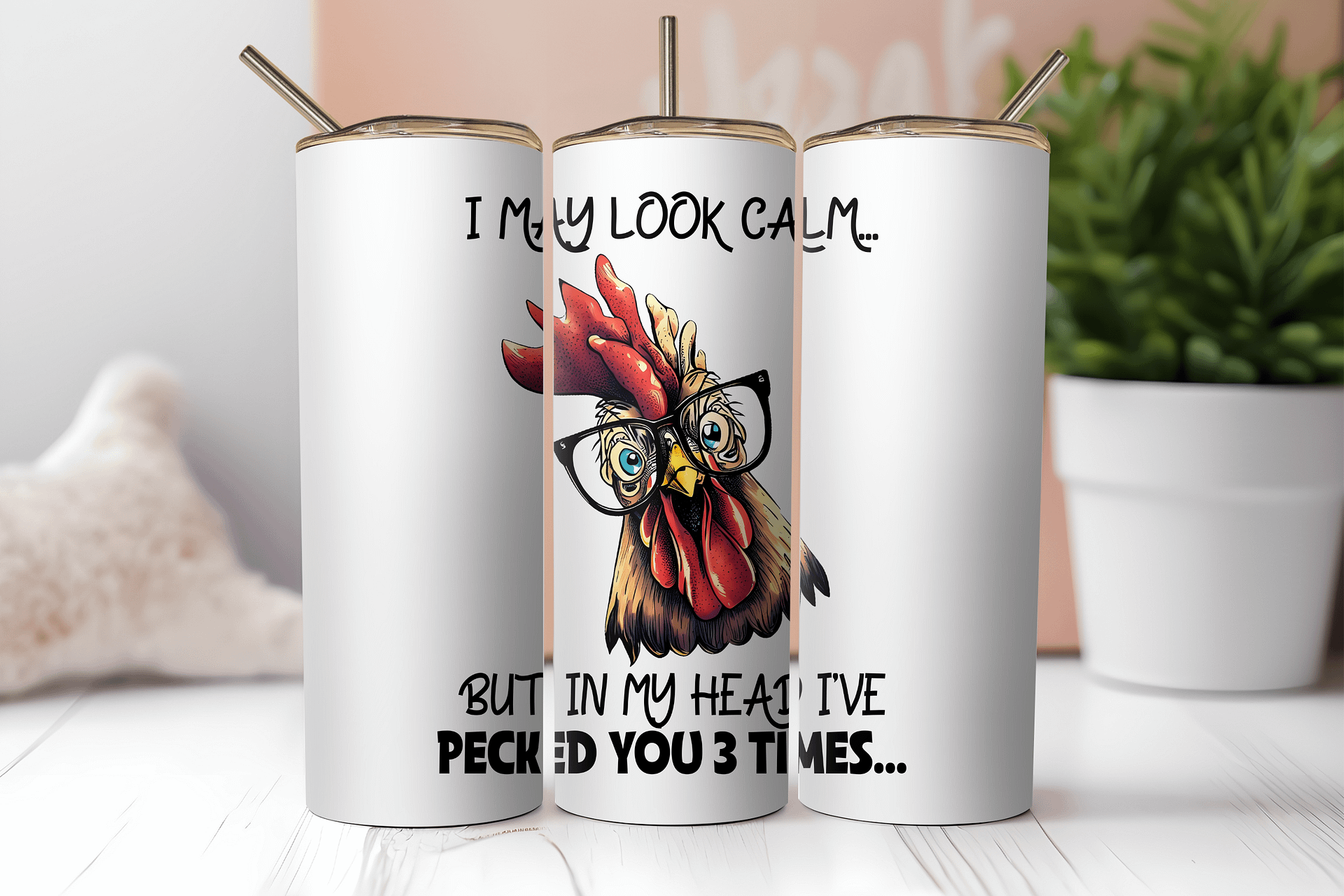 Calm Rooster Tumbler: Witty Humor for Your Morning Brew! product image (2)