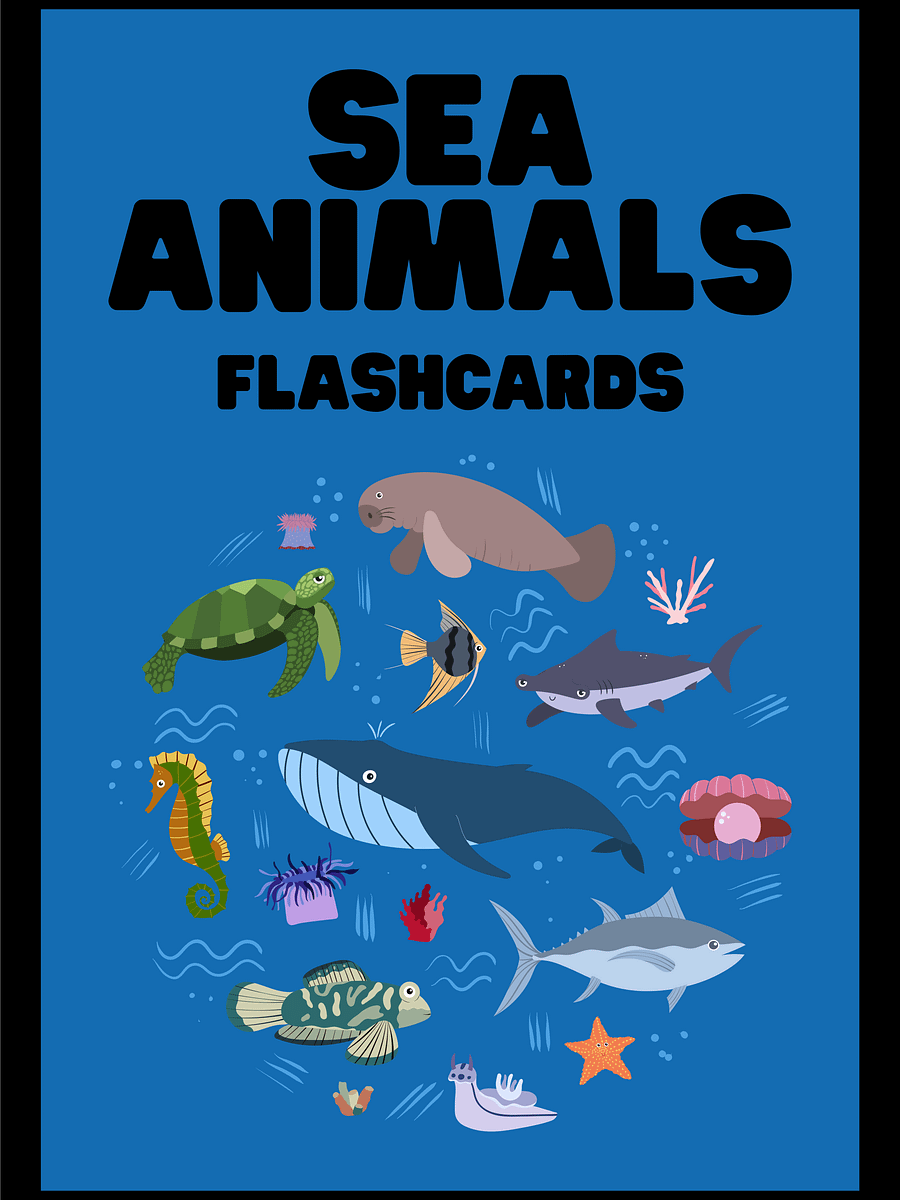 Ocean Friends – Printable and coloring flashcards of sea animals. product image (1)