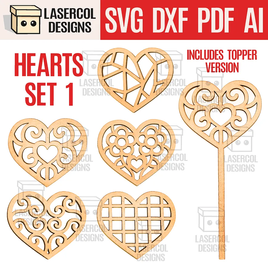 Hearts Bundle (Set 1-2-3-4) - Laser Cut Files product image (3)