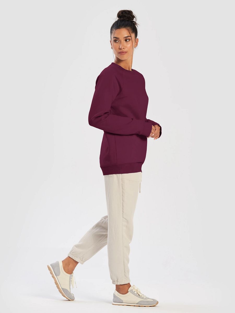 Plain Color Burgundy Raglan Sweatshirt product image (3)