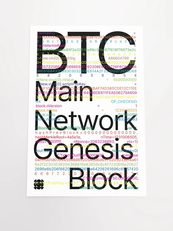 Bitcoin Genesis Block Poster (white) product image (1)