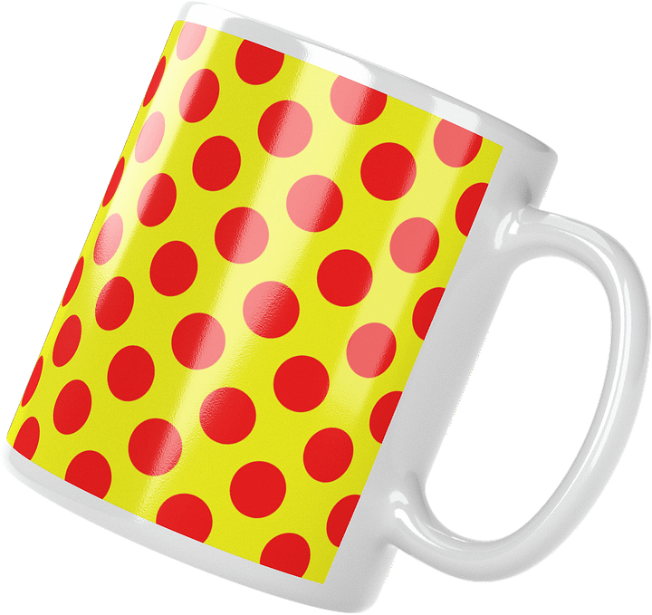 Red Polka Dots on Yellow Glossy Coffee Mug product image (1)