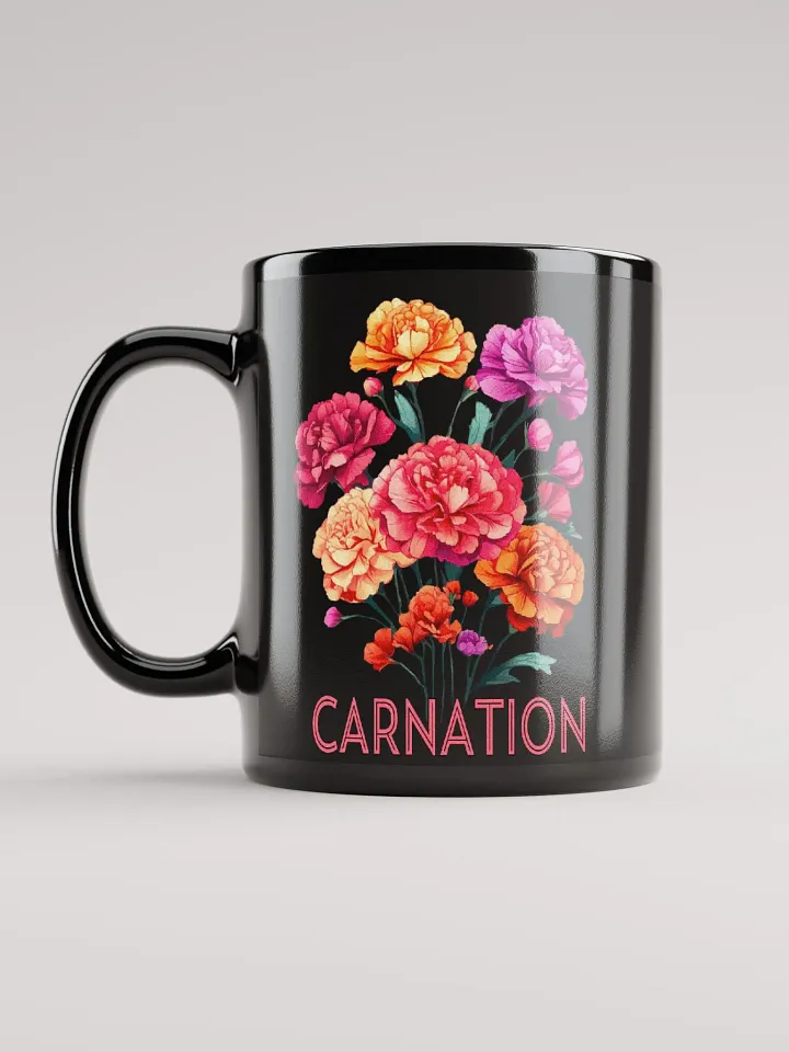 Floral Graphic | Black Coffee Mug | Carnation product image (1)