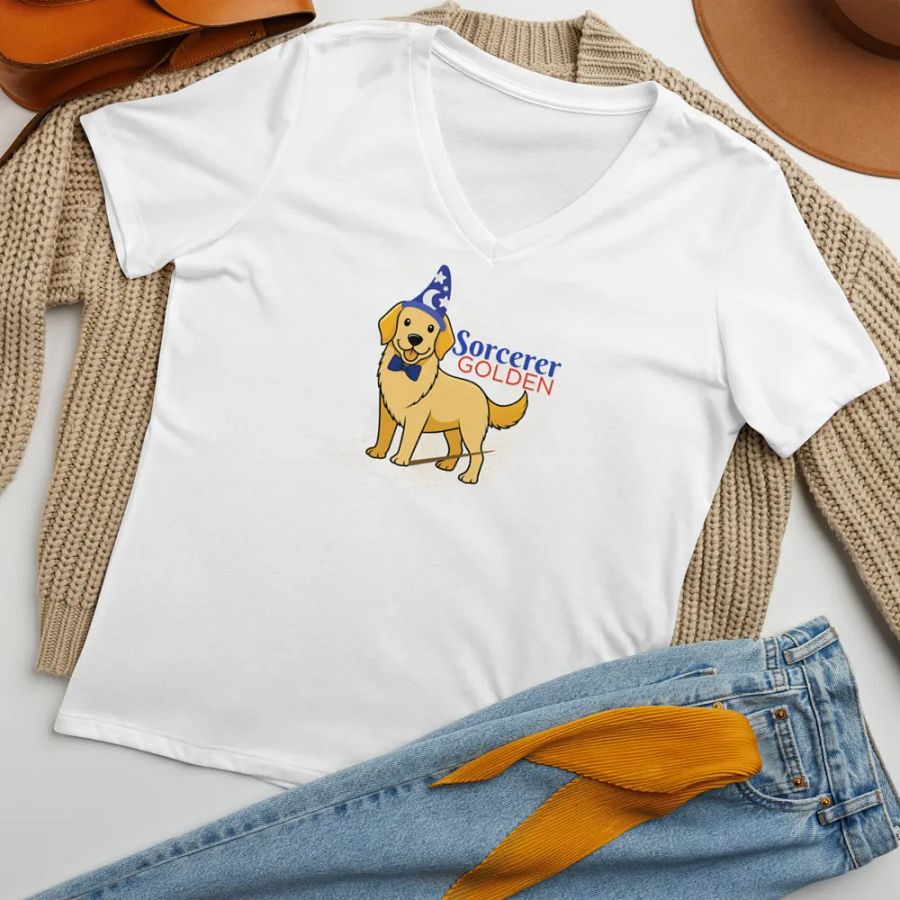 Sorcerer Golden V-Neck Tee – Magic Meets Man's Best Friend product image (7)