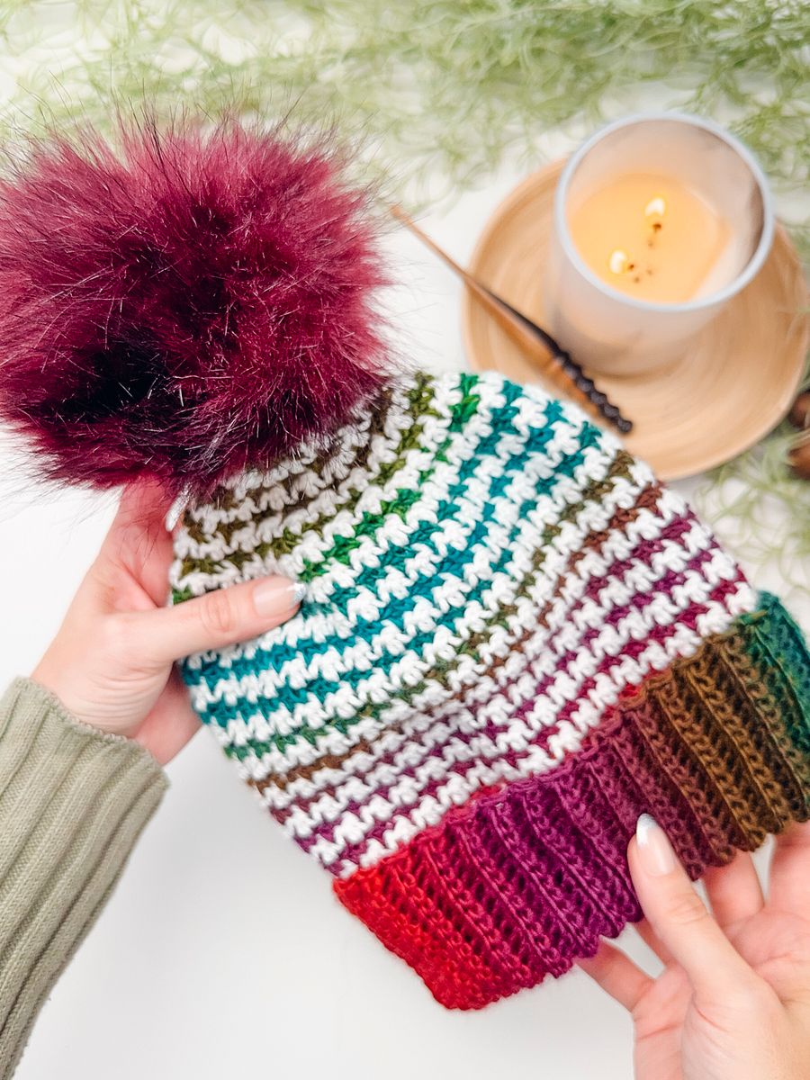 Houndstooth Crochet Beanie Pattern (6 Sizes) product image (4)