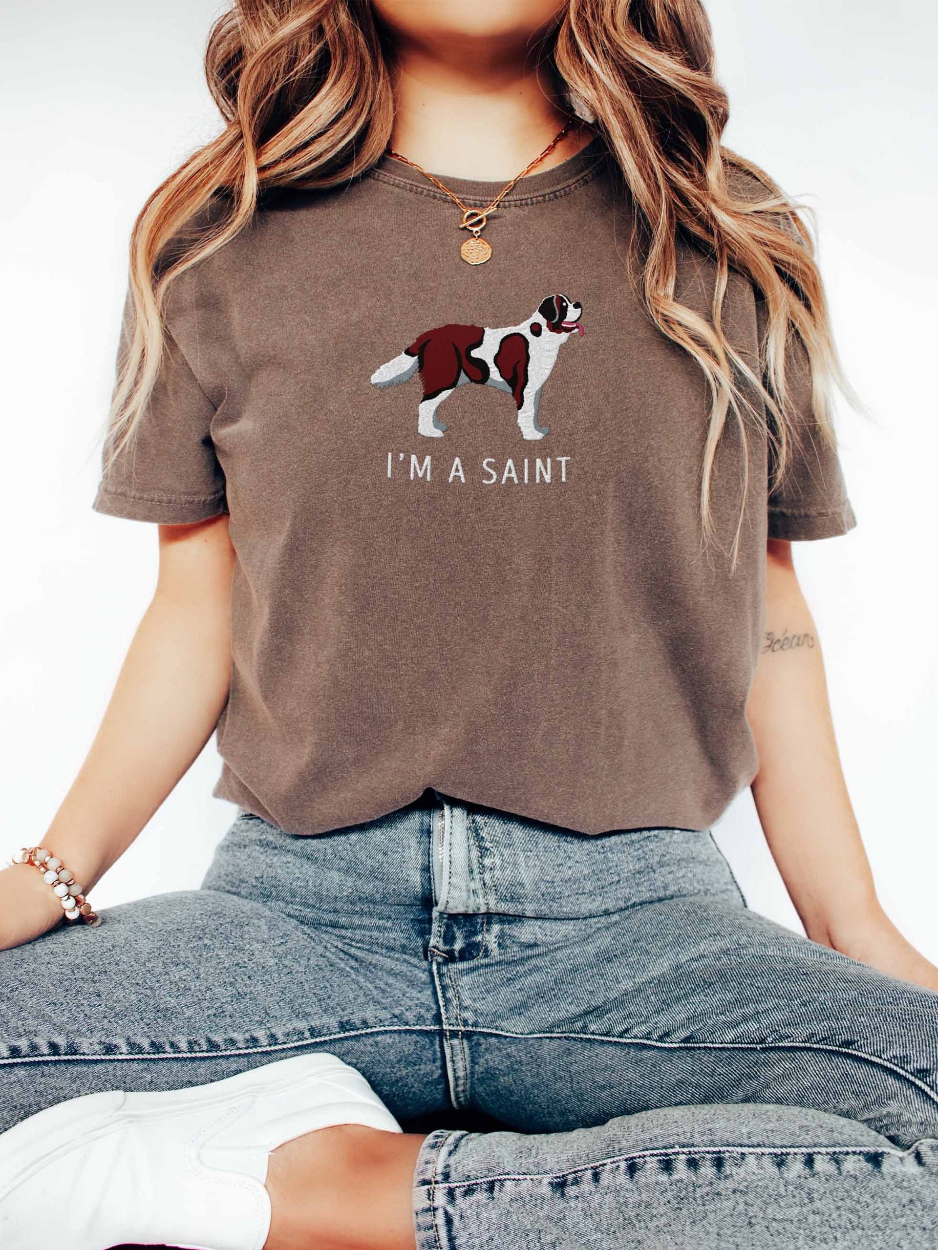 I'm a Saint T-Shirt(Embroidered) of a Saint Bernard(Mahogany) product image (2)