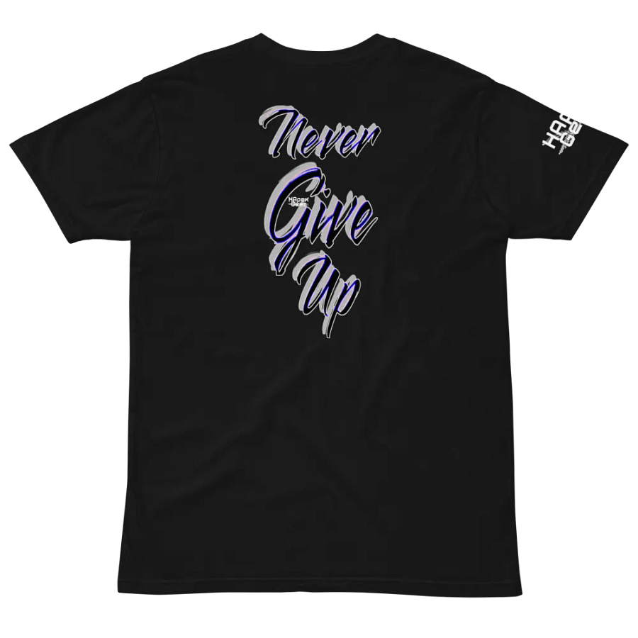 Never Give Up - Unisex Premium T-Shirt - White HApex Gear Black Logo product image (3)
