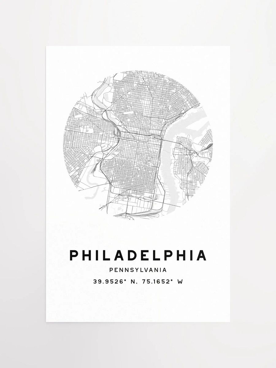 Philadelphia Street Map Poster – White Minimalist Circular City Art product image (3)