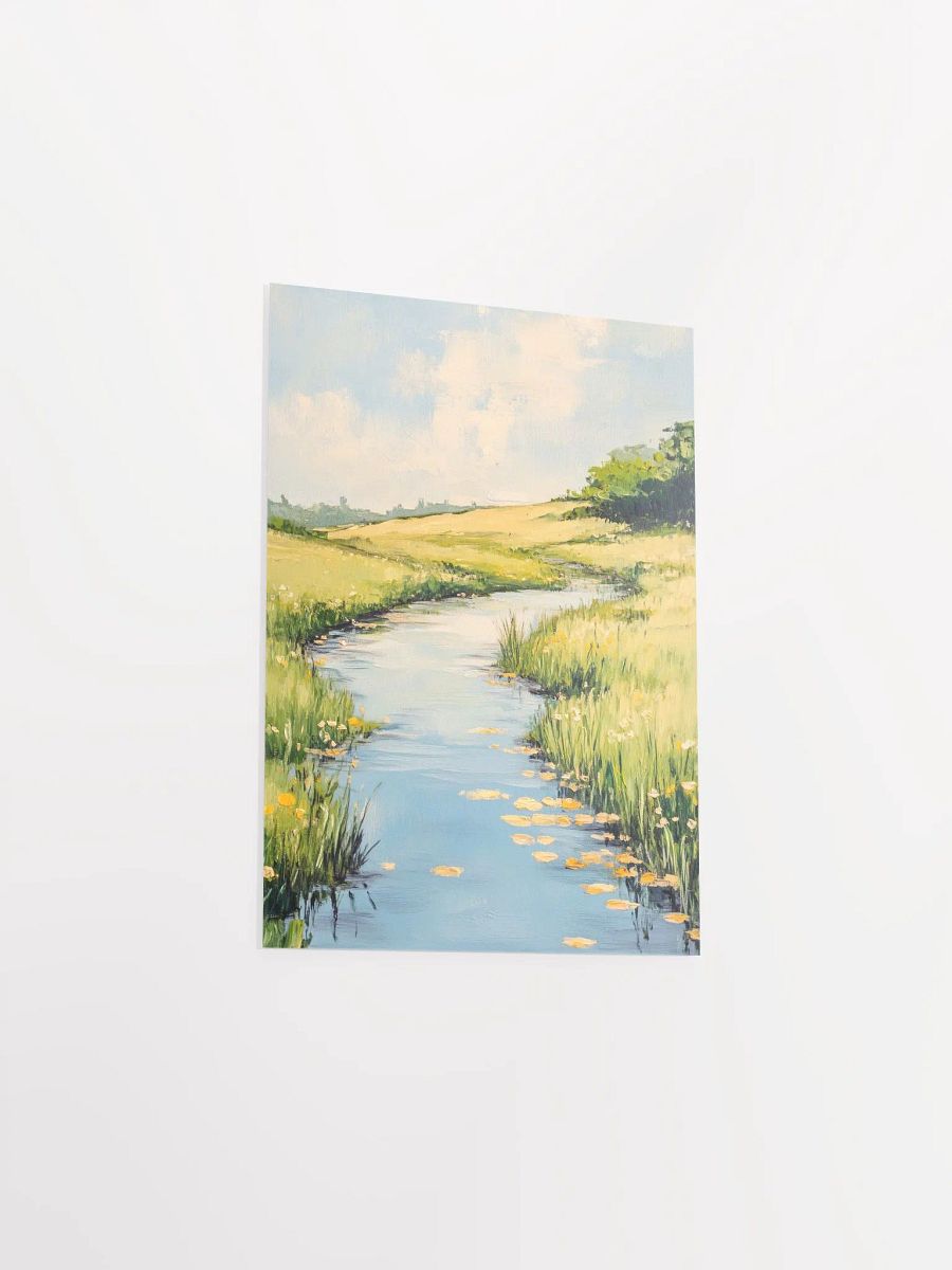 Serene River Through Green Fields - Rustic Nature Landscape Art product image (25)