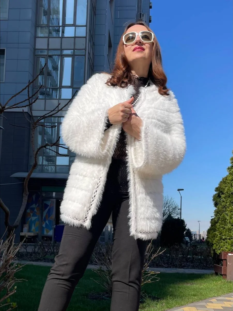 Схема вязания Кардиган Элиза (спицами) с пушистой пряжи/цифровая загрузка/скачать в формате pdf. Язык: Русский Украинский product image (1)