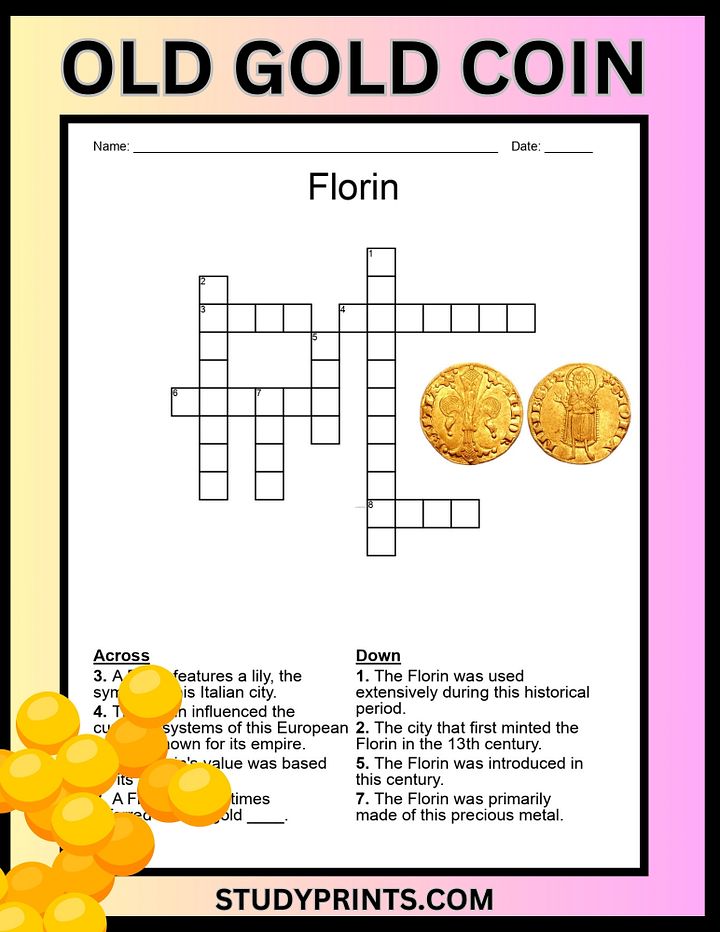 Old Gold Coin Crossword Puzzle - Florin product image (1)