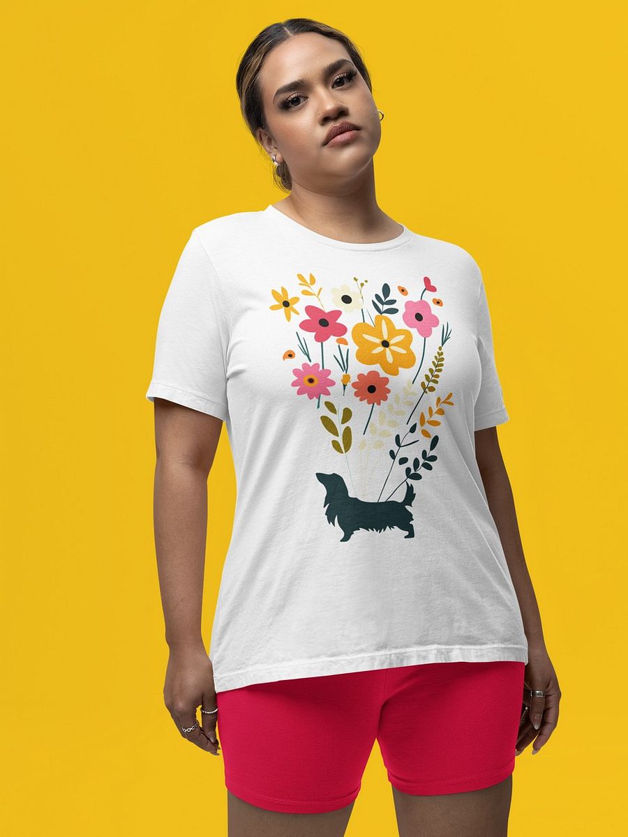 Cute Long Haired Dachshund Flowers Tshirt product image (2)