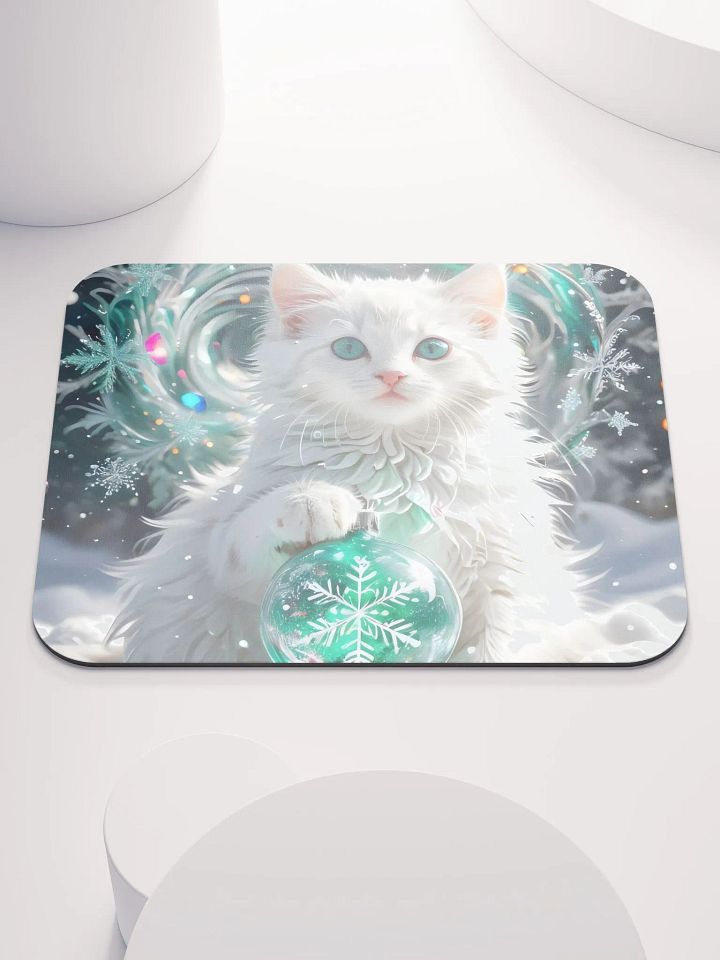 White Kitten with Snowflake Ornament Mouse Pad product image (2)