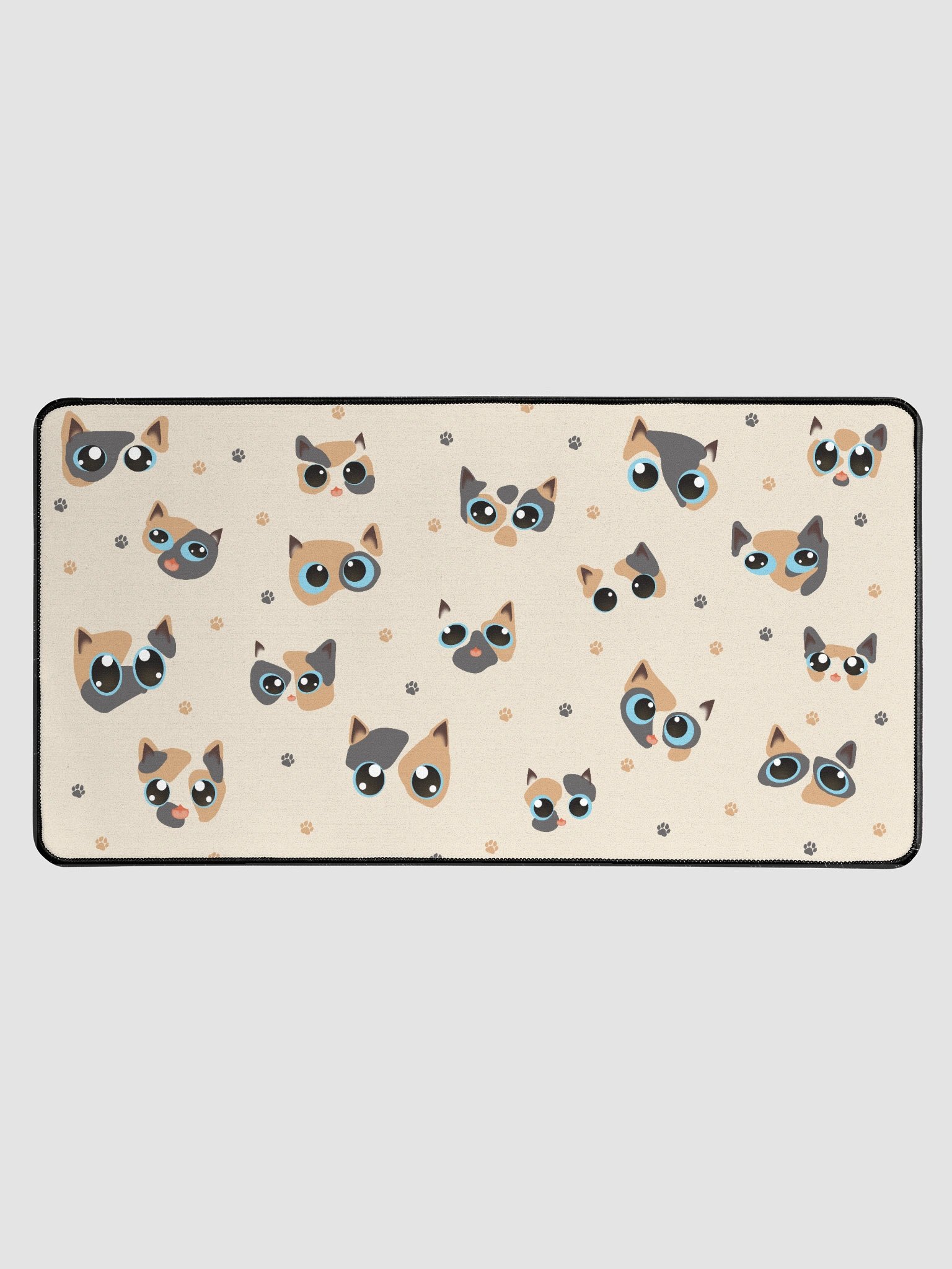 Cute Calico Cat Faces (Blue Eyes) Desk Mat 15.5" x 31.5" product image (1)