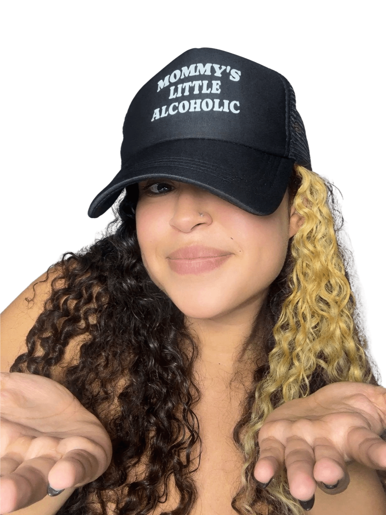 "Mommy’s Little Alcoholic" Trucker Hat – Black Snapback Cap product image (3)