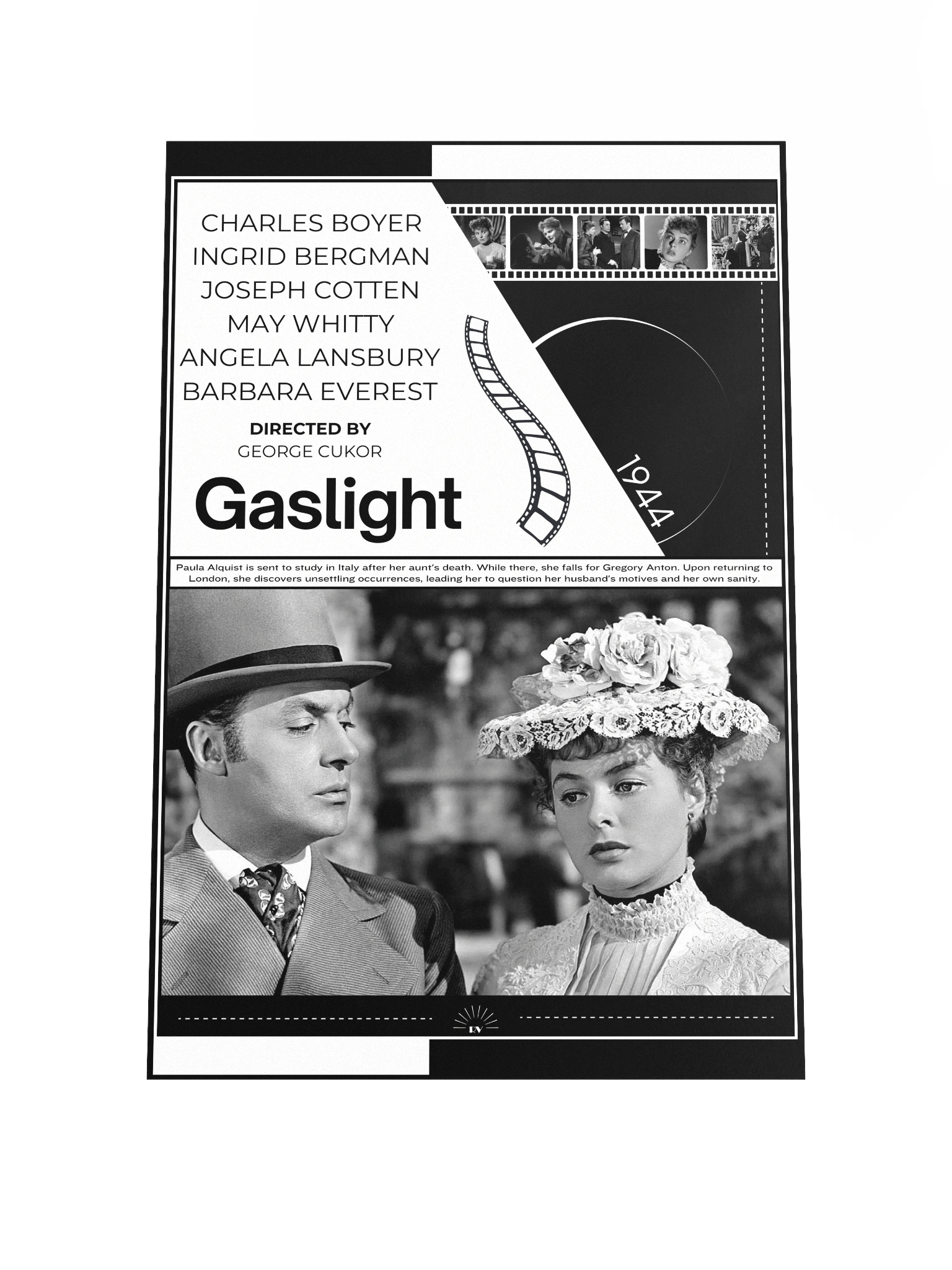 Gaslight with Ingrid Bergman and Charles Boyer 1944 | Movie Poster | 12x18 Wall Art product image (1)