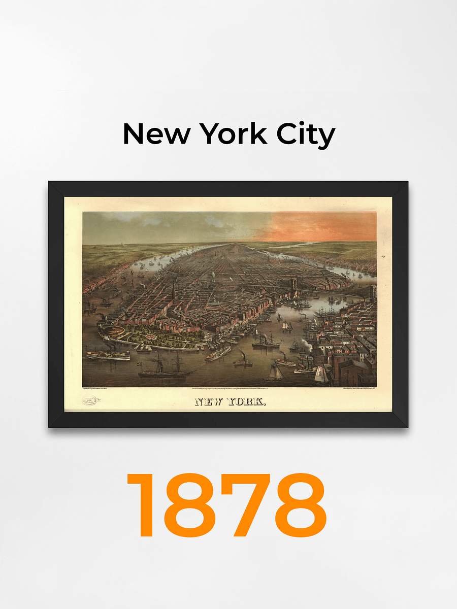 New York City 1878 Framed Poster Print – Hand-Drawn Historic Map product image (3)