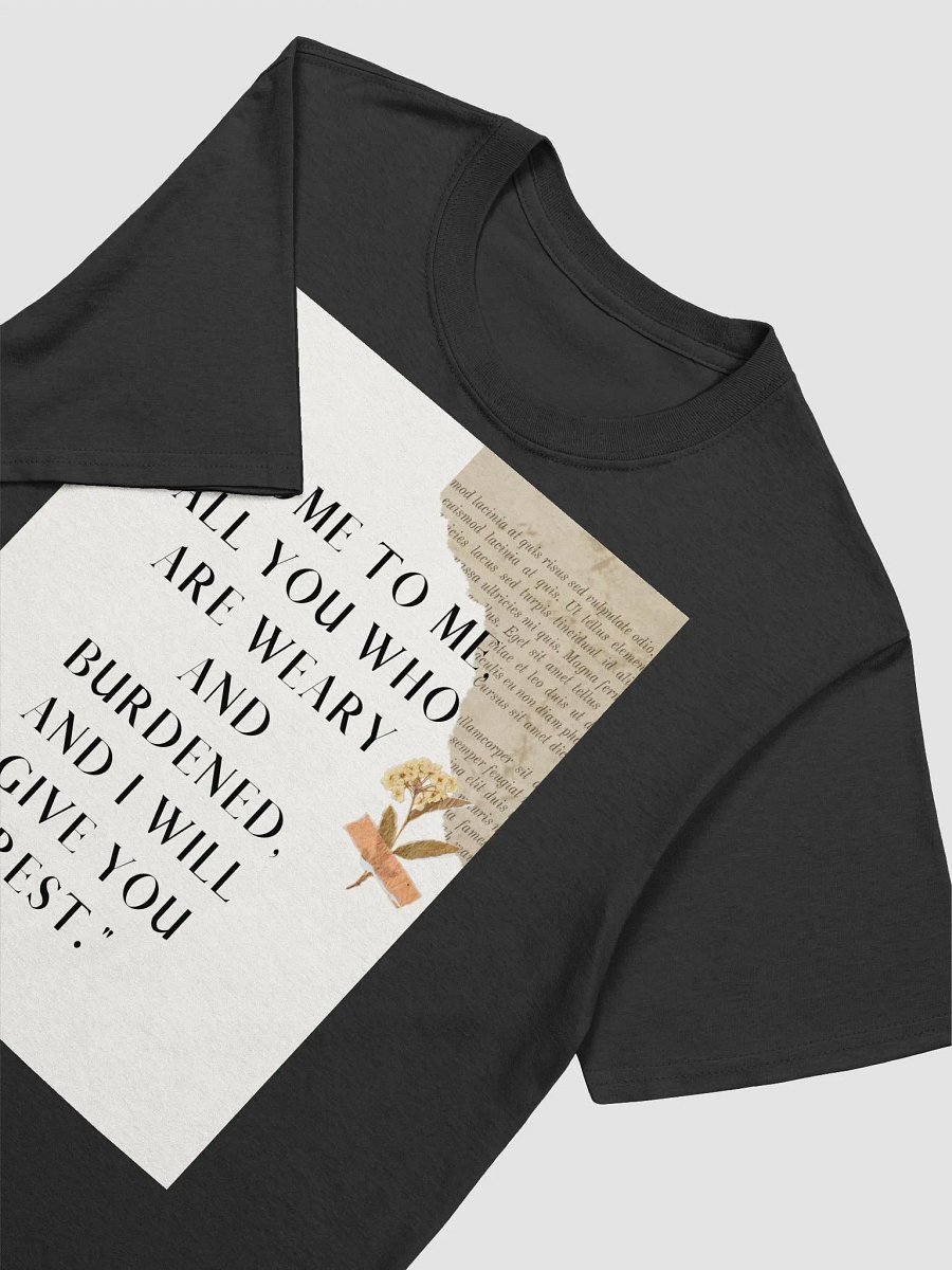 Matthew 11: 28 black t-shirt product image (3)