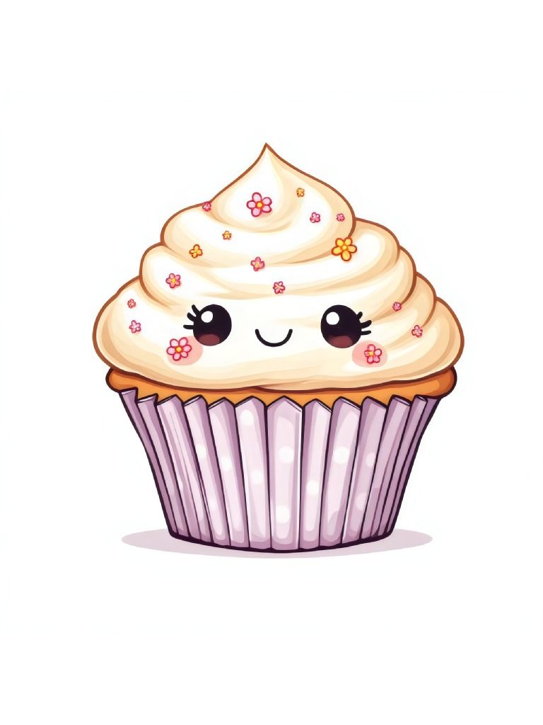 16 Elegant Kawaii Cupcake Clipart Designs, Cute Cupcake Illustrations, Kawaii Clipart, Frosting Clipart Resources product image (5)