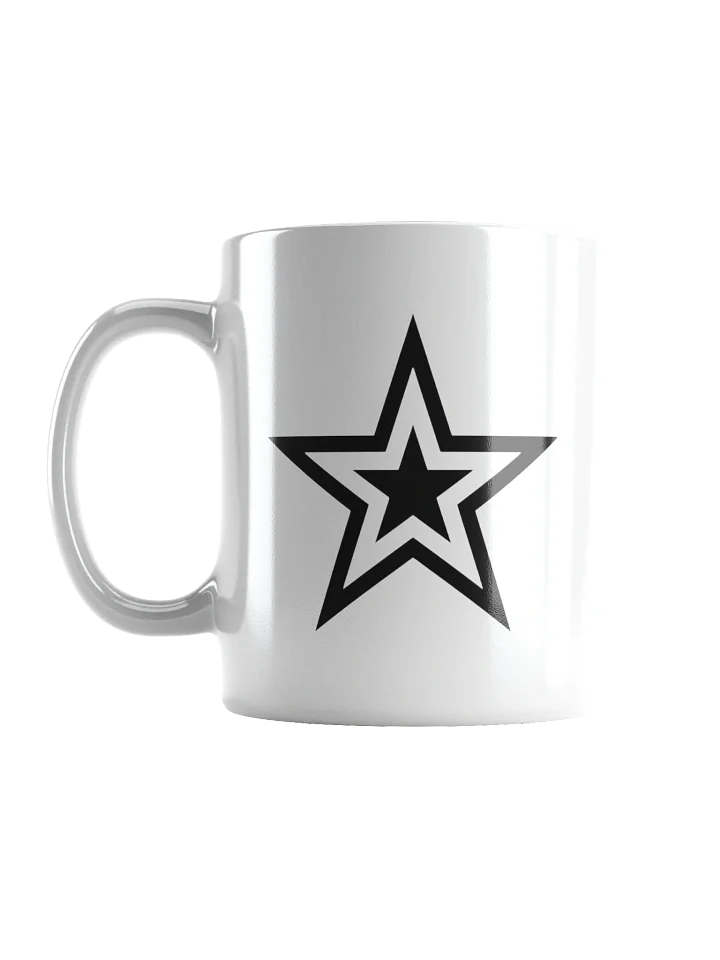 Bold Black Star Print White Glossy Mug product image (2)