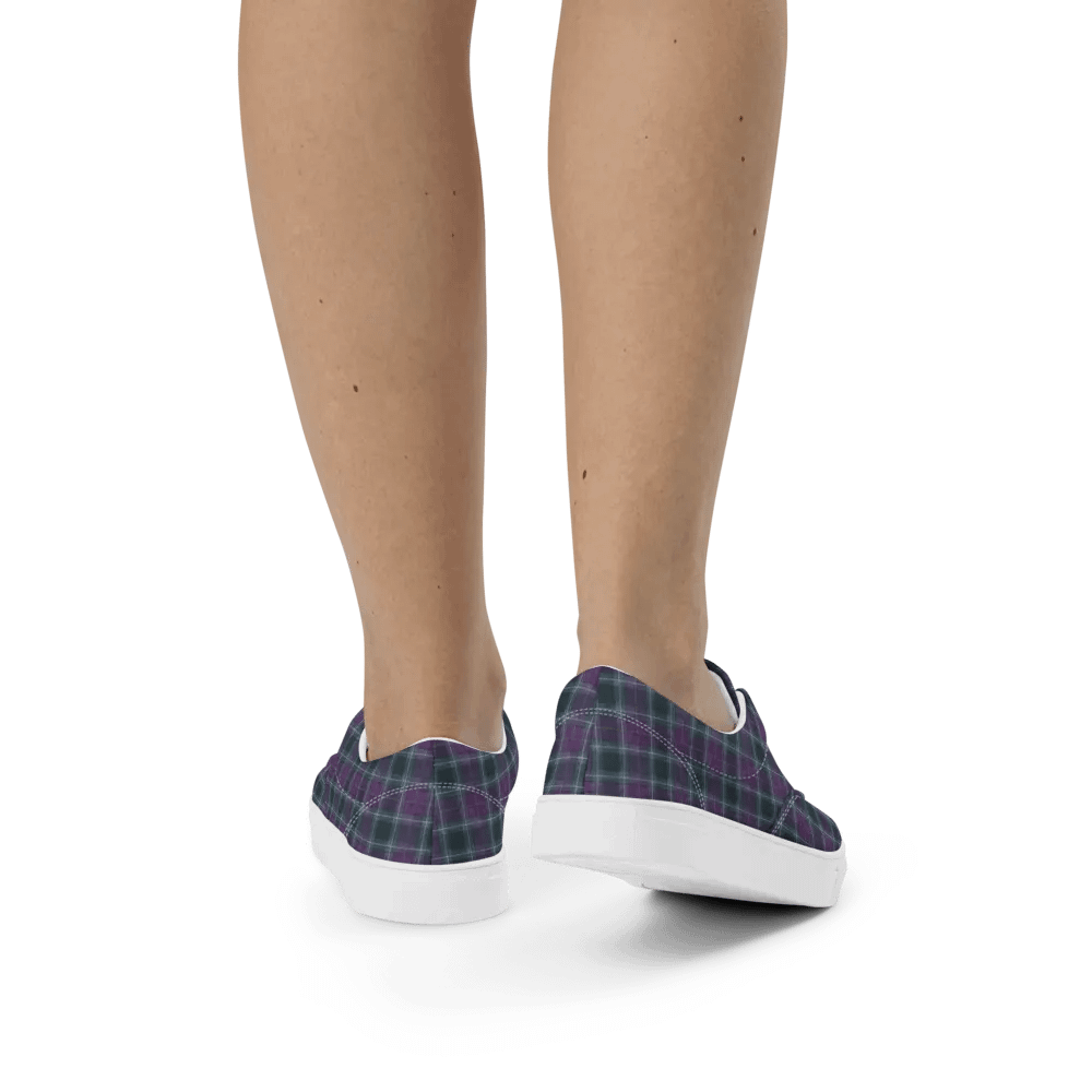Purple/Green Plaid Women's Lace-Up Canvas Shoes product image (10)