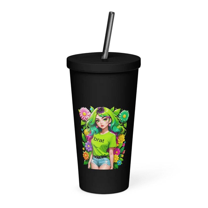 Brat 20 oz Tumbler Cup - Black - Insulated Tumbler with a Straw v4 product image (1)