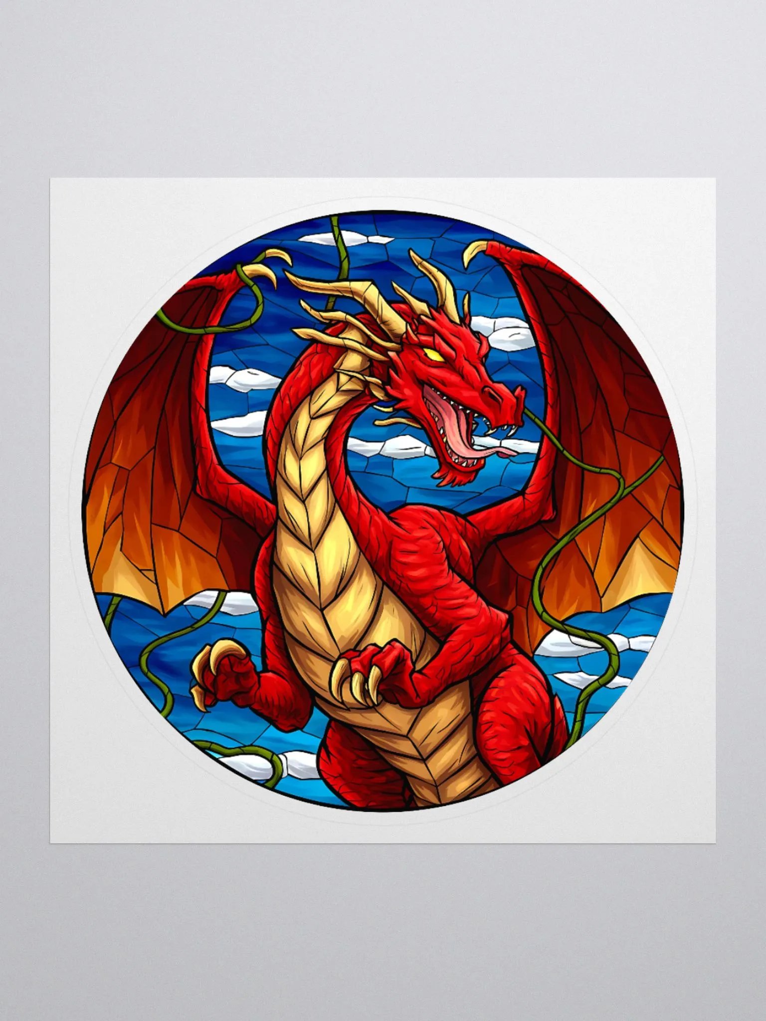 Stained Glass Red Dragon Sticker product image (1)
