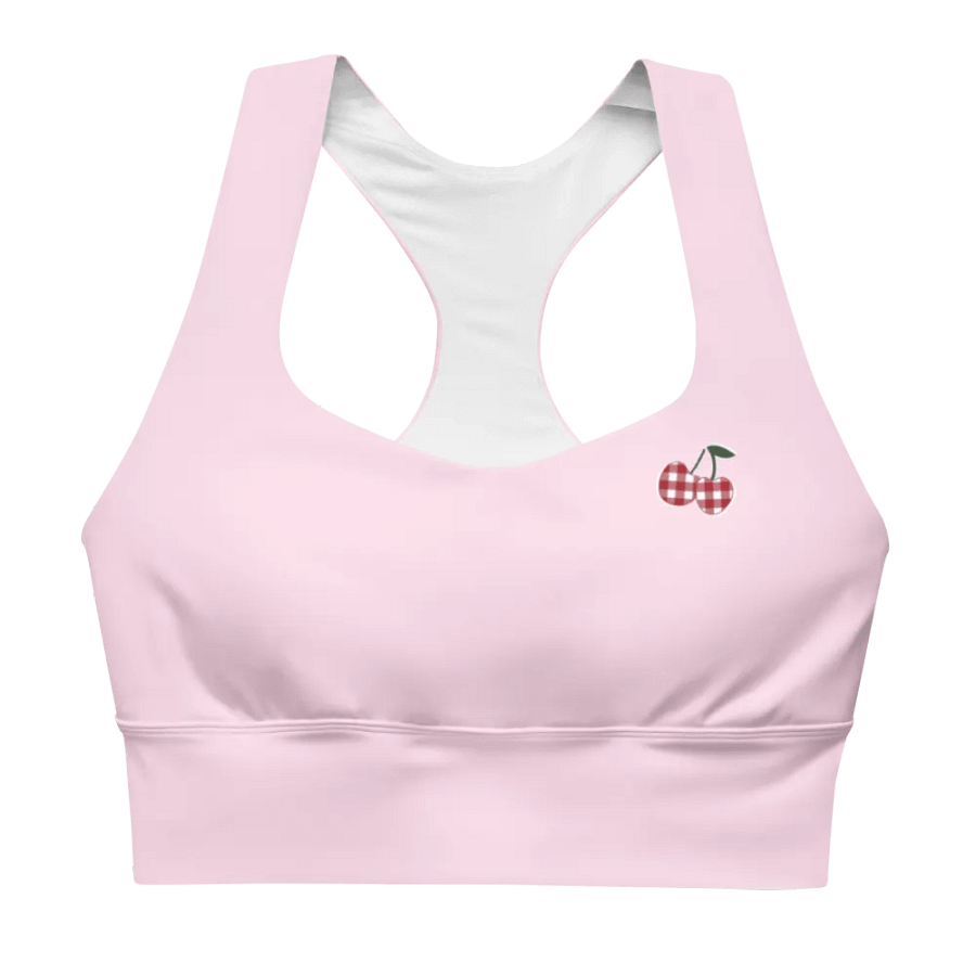 Pink Gingham Cherry Sports Bra product image (1)