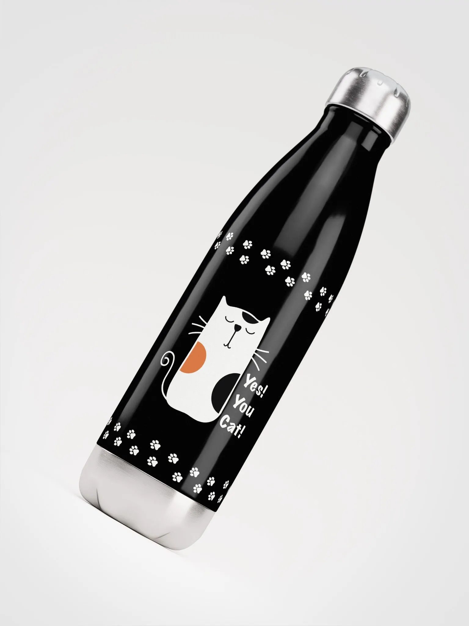 Yes! You Cat! Black stainless steel water bottle product image (4)