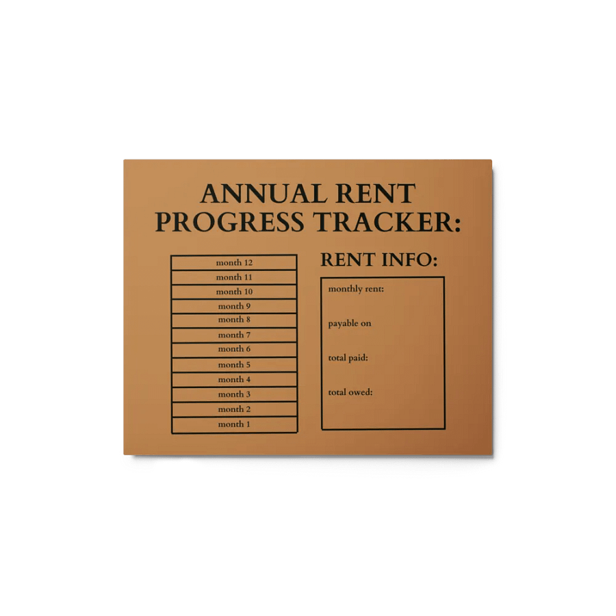 HIGHFALUTIN ANNUAL RENT TRACKER (black design 15) product image (1)