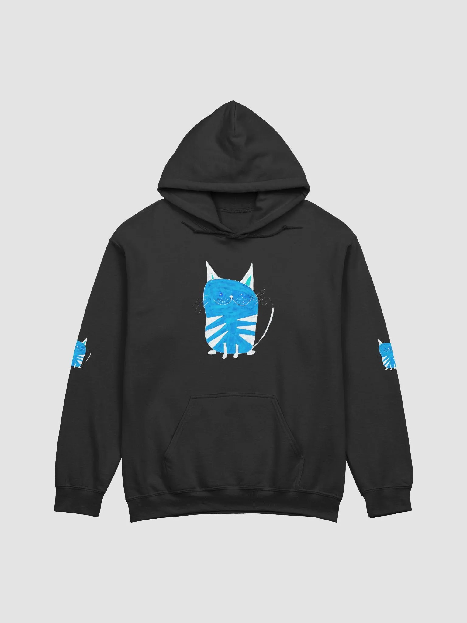Abstract Whimsical Fun Striped Cat Pull On Hoodie product image (3)