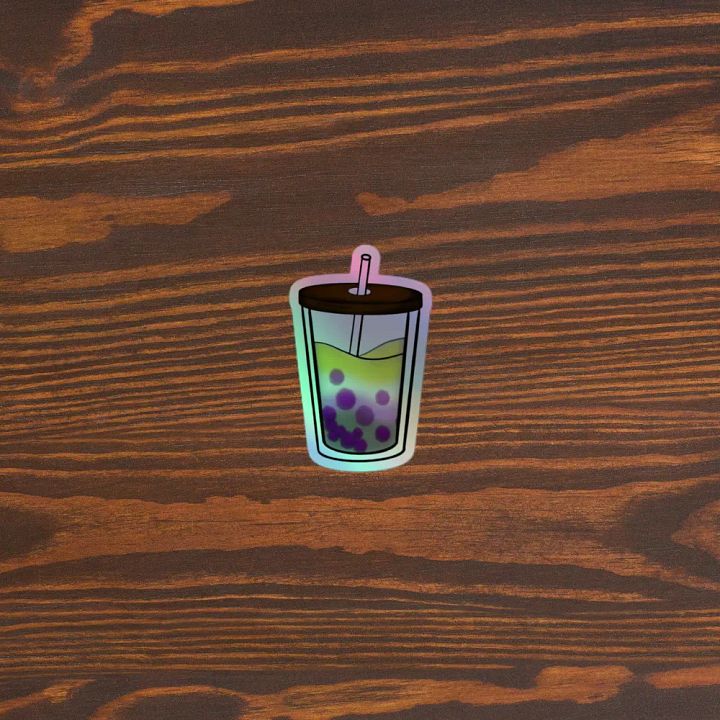Boba Tea Non-binary Pride Holographic Sticker Sheet product image (2)