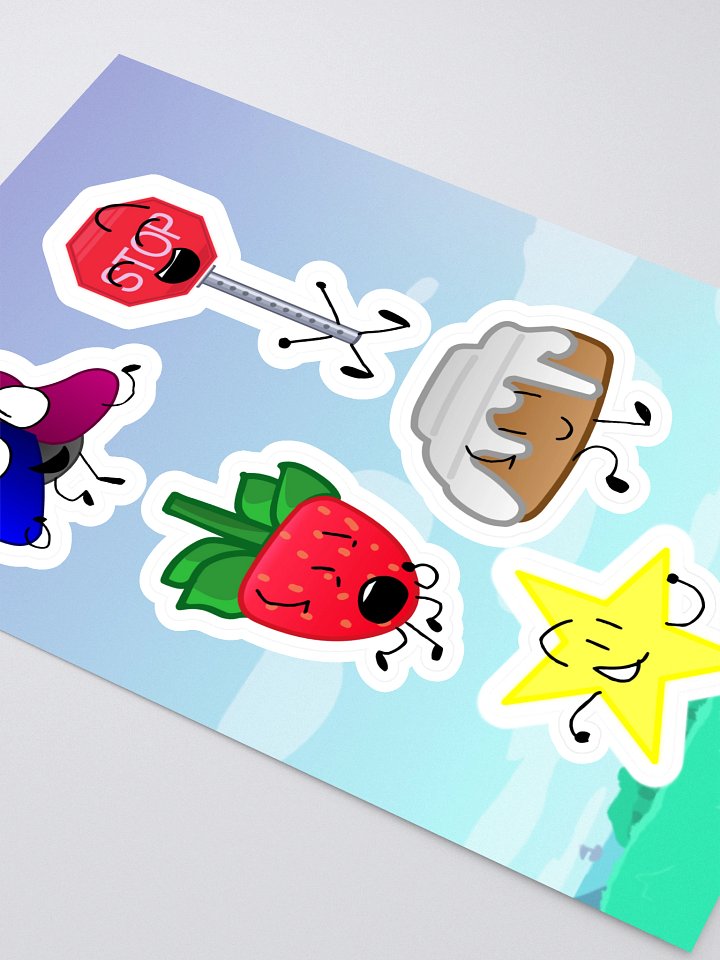 Stop Sign, Strawberry, Cini Bun, Star and Levi Sticker Sheet product image (2)