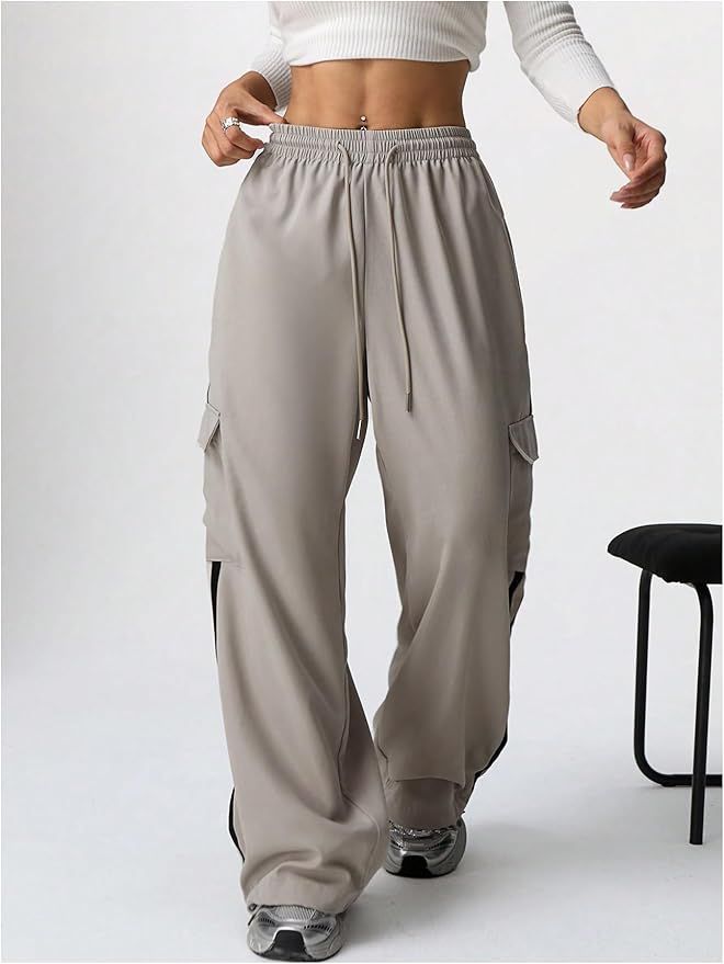 Women's Cargo Sweatpants Wide Leg Baggy Parachute Pants product image (4)