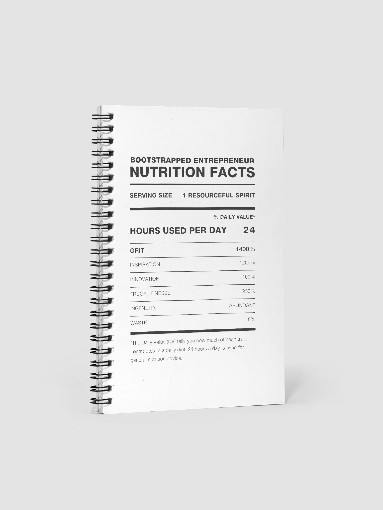 BOOTSTRAPPED ENTREPRENEUR Nutrition Facts Notebook product image (1)