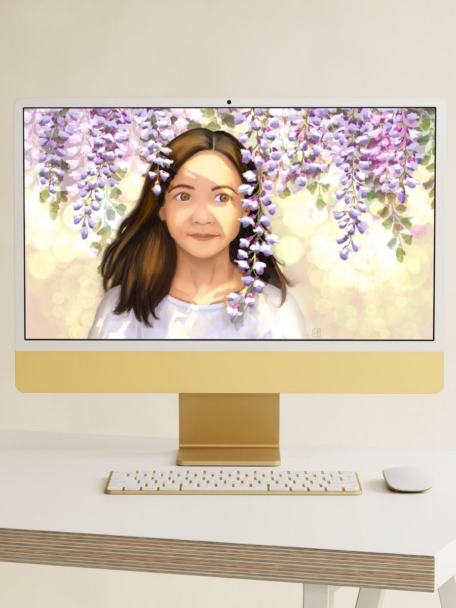 Girl Under the Wisteria Wallpaper and Animated Screensaver product image (1)