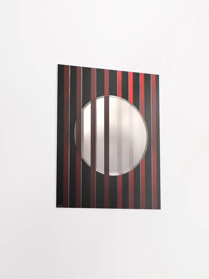 Minimalist 3D Digital Art: Red Lines White Circle on Black Background product image (15)