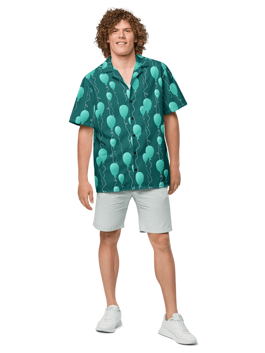 Teal Floating Balloons Oversized Button-Down Shirt product image (6)